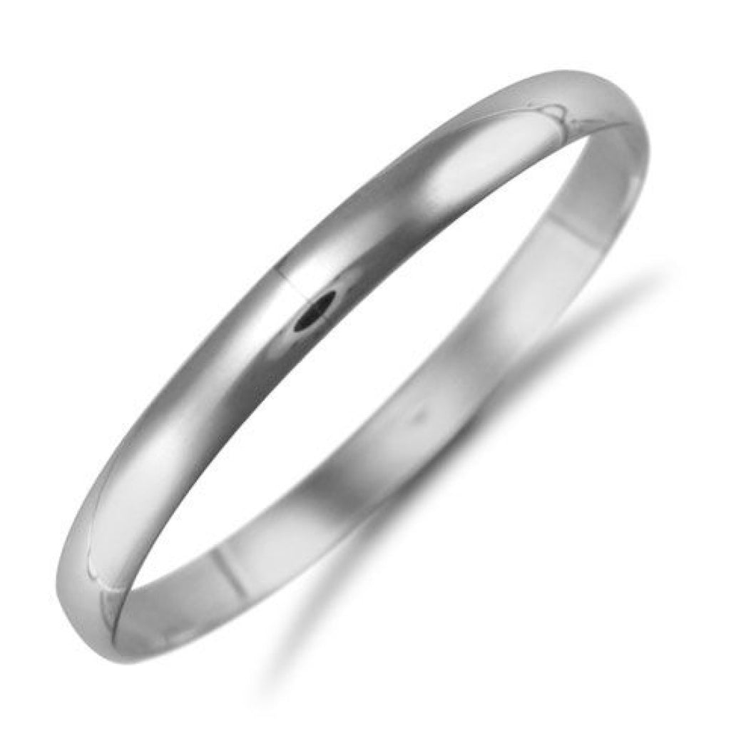 Sterling Silver Round D-Shape Bangle – 6.5mm