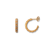Load image into Gallery viewer, Gold Vermeil Satin Finish Cubic Zirconia Hoop Earrings
