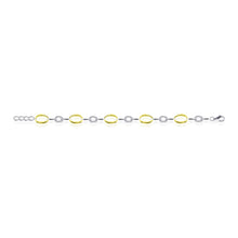 Load image into Gallery viewer, Sterling Silver, Vermeil &amp; CZ set oval link bracelet
