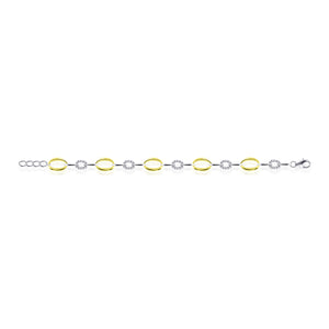 Sterling Silver, Vermeil & CZ set oval link bracelet