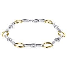 Load image into Gallery viewer, Sterling Silver, Vermeil &amp; CZ set oval link bracelet
