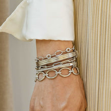 Load image into Gallery viewer, Sterling Silver &amp; CZ set oval link bracelet

