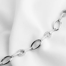 Load image into Gallery viewer, Sterling Silver &amp; CZ set oval link bracelet

