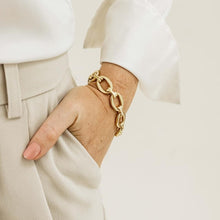 Load image into Gallery viewer, Sterling Silver Vermeil 18cm oval link Bracelet
