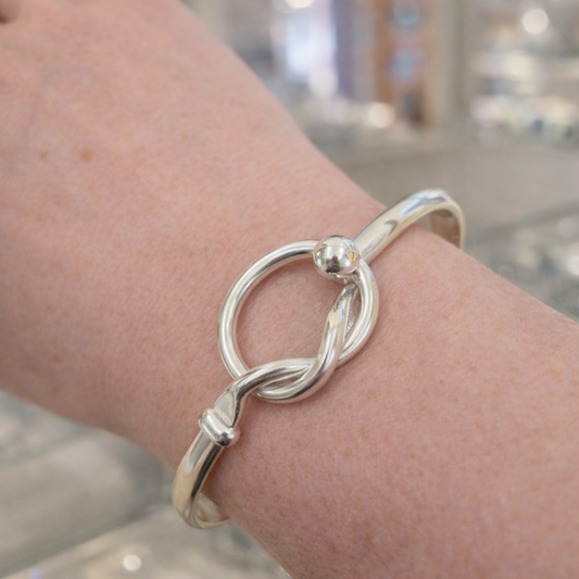 Sterling Silver Knot Detail Bangle, view 2