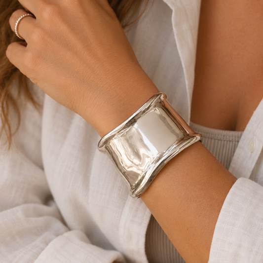 Sterling Silver Sculpted Cuff Bangle
