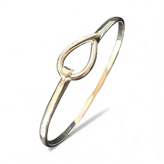 Sterling Silver Crossover Teardrop Loop Bangle