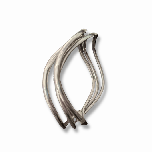 Sterling Silver Triple Wave Russian Bangle