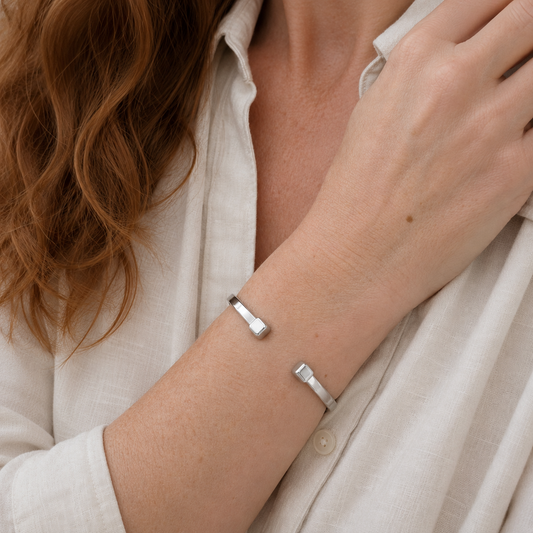 Sterling Silver Torq Bangle with Square Ends, view 2