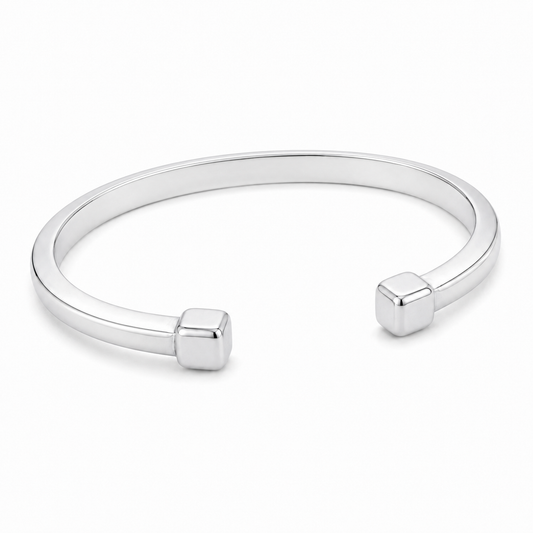 Sterling Silver Torq Bangle with Square Ends