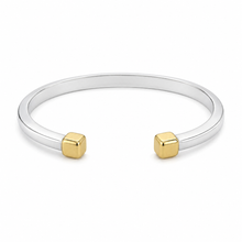Load image into Gallery viewer, Sterling Silver Torq Bangle with Gold Vermeil Square Ends
