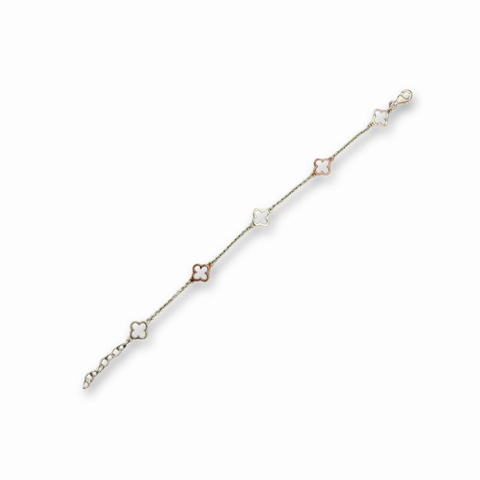 Sterling Silver and Rose Gold Vermeil Clover Station Bracelet