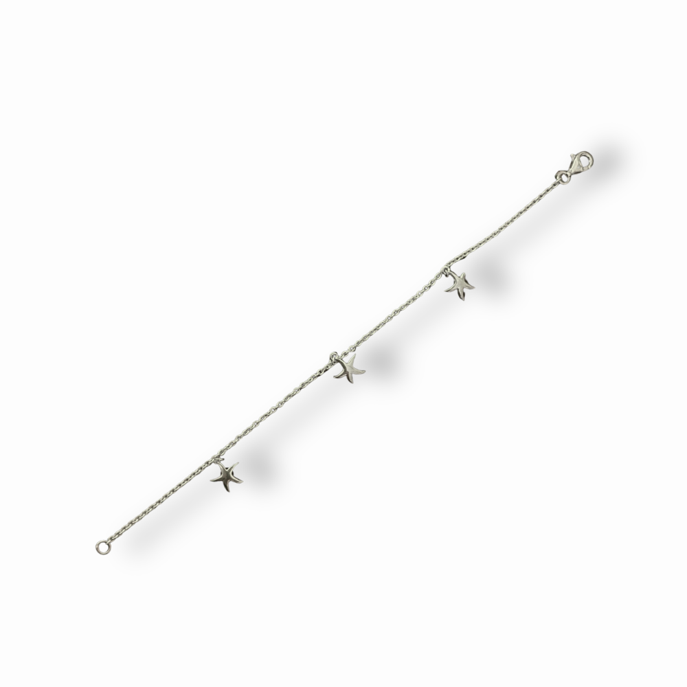 Sterling Silver Three Starfish Motif Bracelet