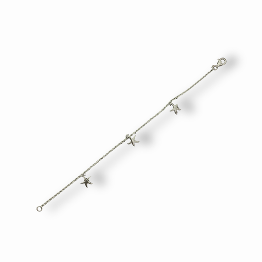 Sterling Silver Three Starfish Motif Bracelet