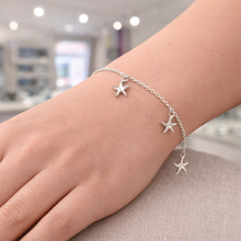 Load image into Gallery viewer, Sterling Silver Three Starfish Motif Bracelet
