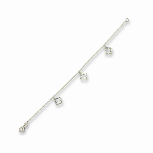 Sterling Silver Clover Motif Bracelet