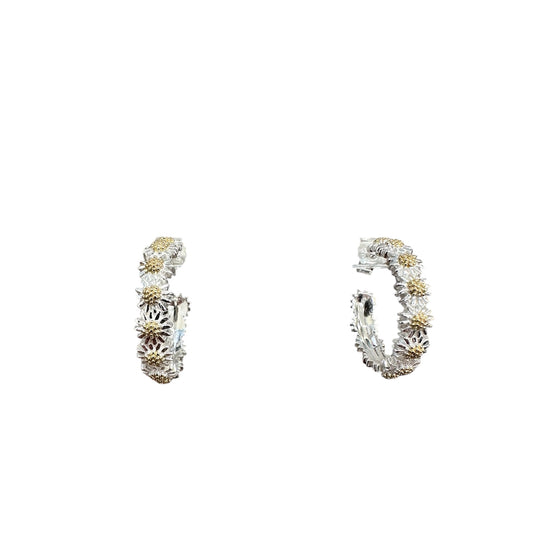 Sterling Silver Daisy Hoop Earrings, view 2