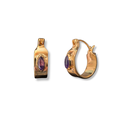 Gold Vermeil & Amethyst Hoop Earrings
