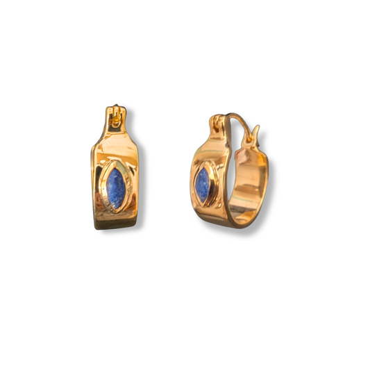 Gold Vermeil & Lapis Lazuli Hoop Earrings