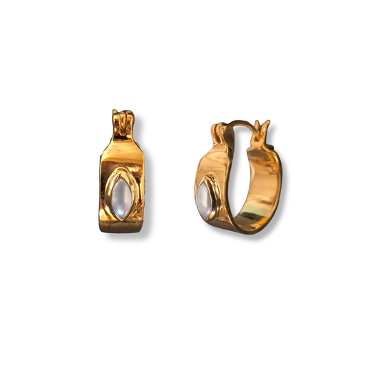 Gold Vermeil & Mother of Pearl Hoop Earrings