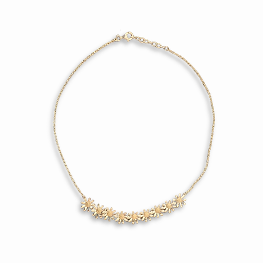Sterling Silver Daisy Necklace with Gold Vermeil Centres (9 Motif)