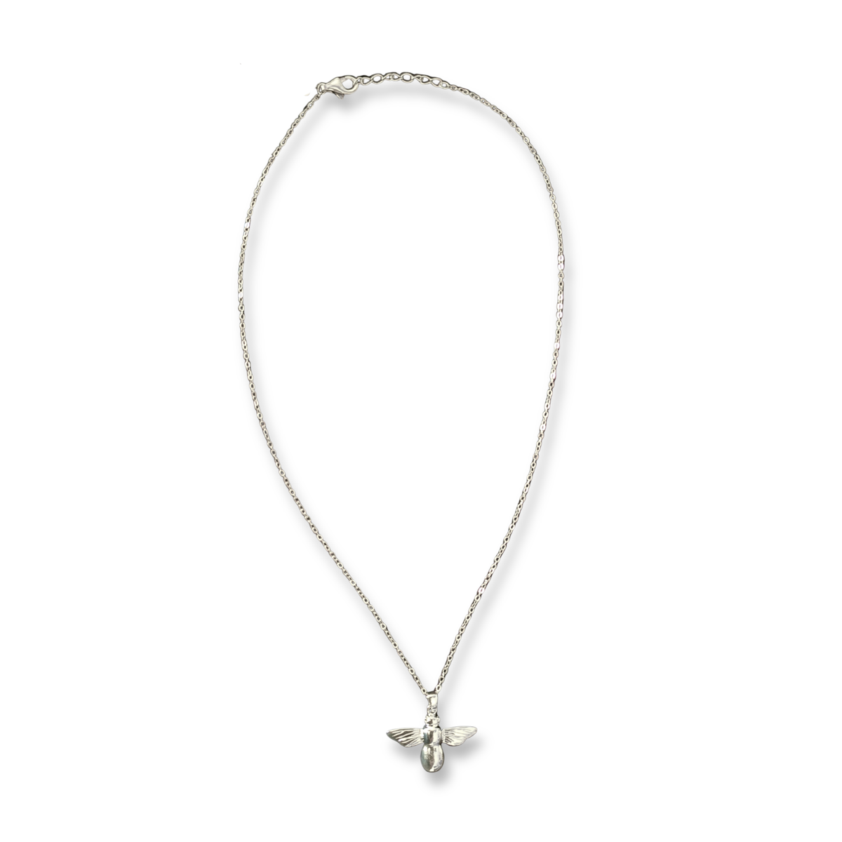 Sterling Silver Bee Pendant on Sterling Silver Long Chain, view 2