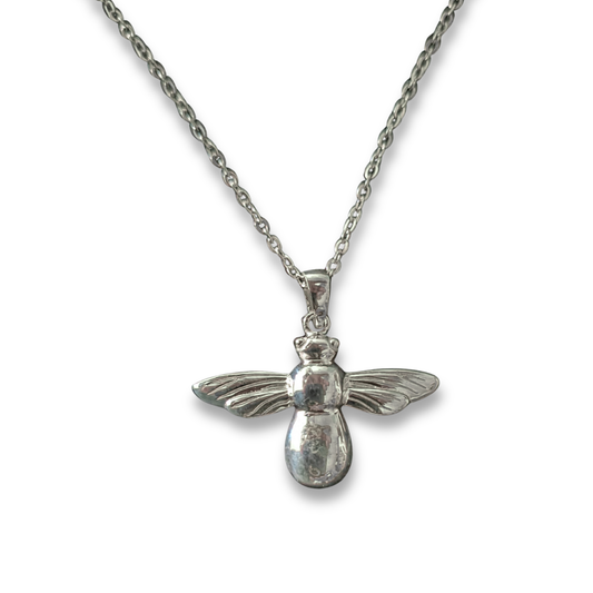 Sterling Silver Bee Pendant on Sterling Silver Long Chain
