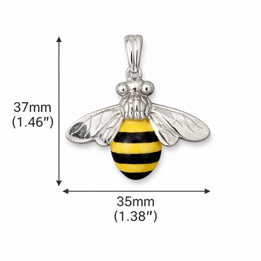 Sterling Silver and Enamel Bee Pendant, view 2