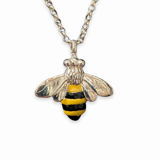 Sterling Silver and Enamel Bee Pendant