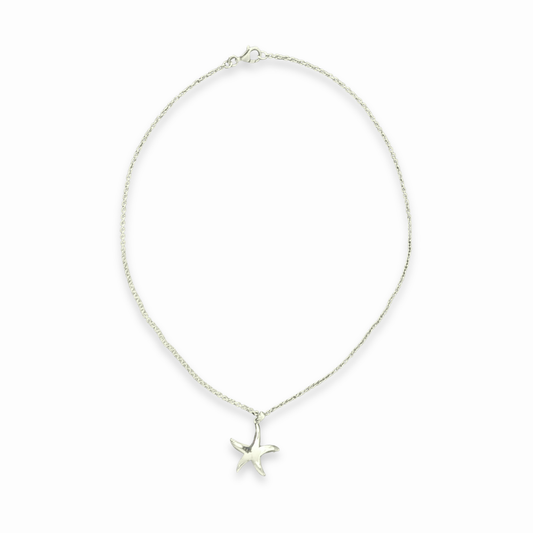 Sterling Silver Large Starfish Pendant Necklace