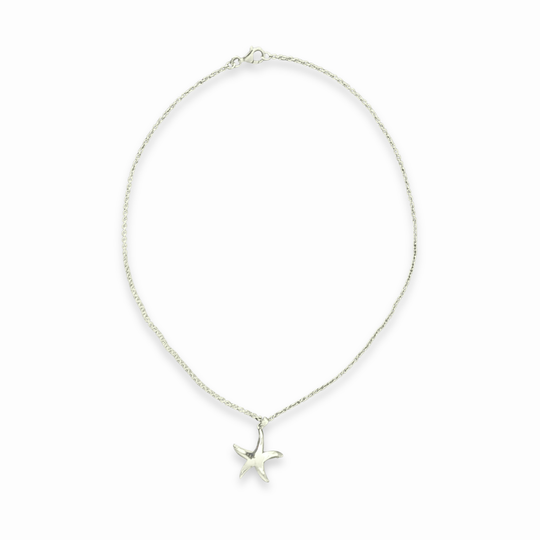 Sterling Silver Large Starfish Pendant Necklace