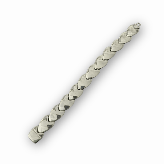 Sterling Silver Chunky Heart Link Bracelet