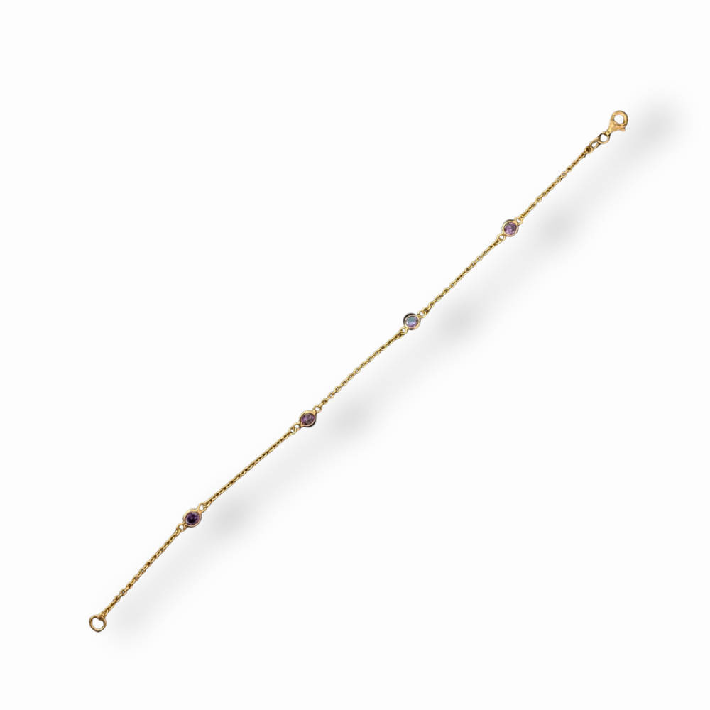Gold Vermeil Amethyst Station Bracelet