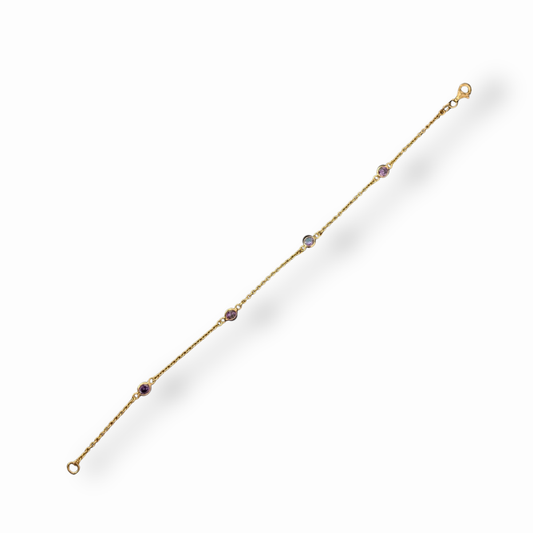 Gold Vermeil Amethyst Station Bracelet