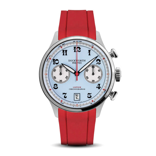 Lostock Quartz Chronograph Blue Dial Red Rubber Strap