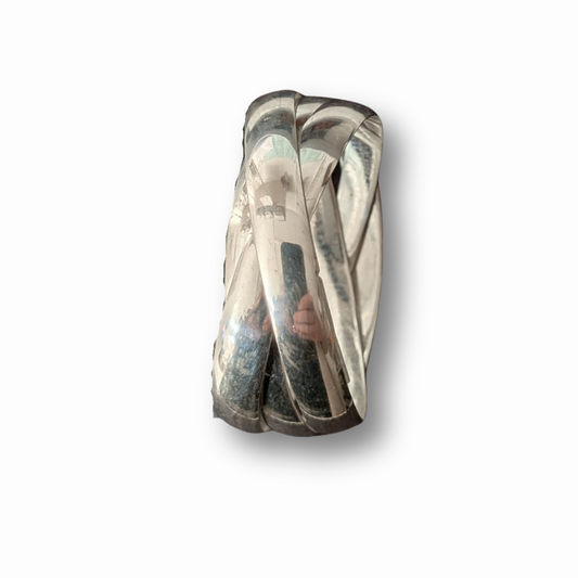 Sterling Silver Wide Three-Band Russian Bangle, view 2