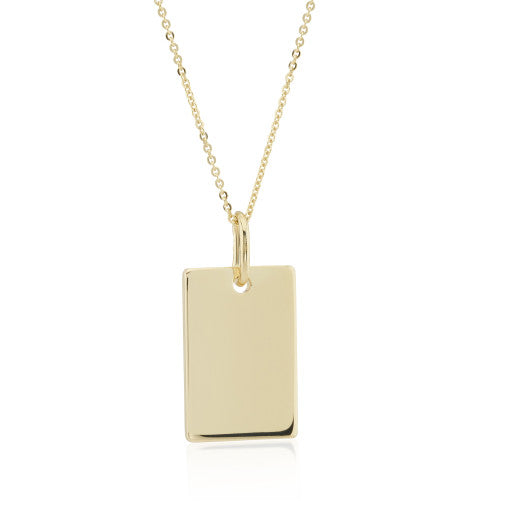 9ct Yellow Gold Engraving Tag Pendant Necklace