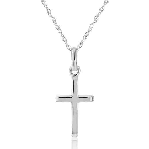 9ct White Gold Cross Pendant Necklace