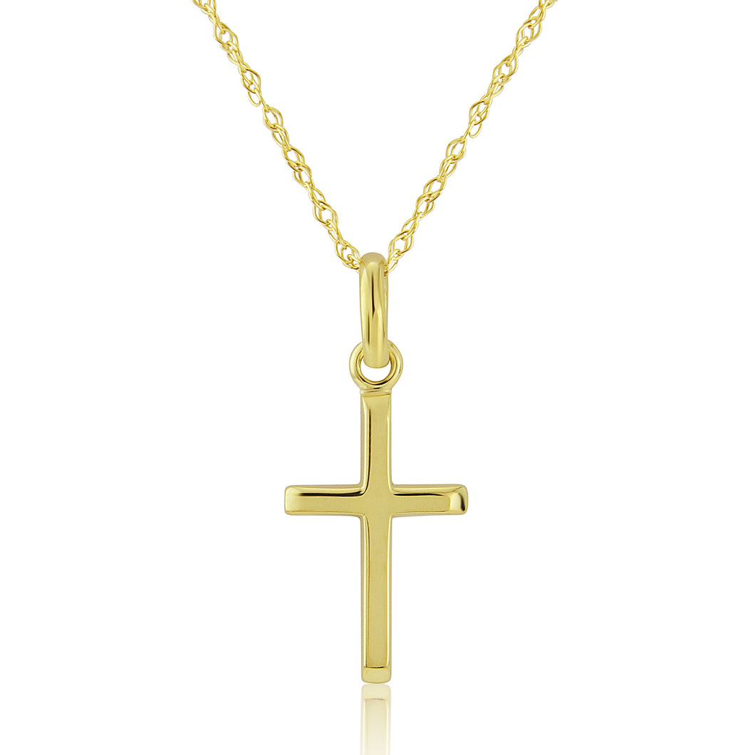 9ct Yellow Gold Cross Pendant Necklace