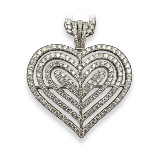 18ct White Gold Diamond Heart Pendant