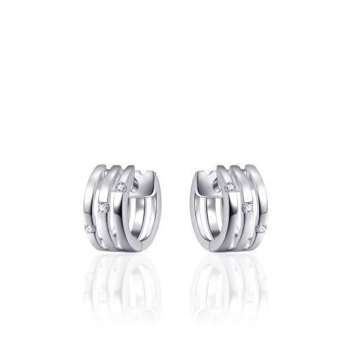 Sterling Silver and Cubic Zirconia Huggie Hoop Earrings