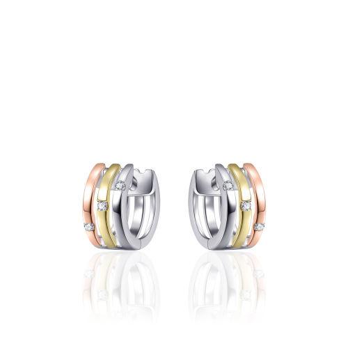 Three-Colour Sterling Silver Cubic Zirconia Set Huggie Hoop Earrings