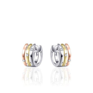 3 colour Sterling Silver CZ set Huggie hoop earrings