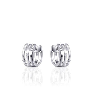 Sterling Silver & cz Huggie hoop earrings