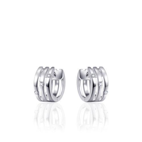 Sterling Silver & cz Huggie hoop earrings