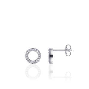 Sterling Silver round cz set stud earrings