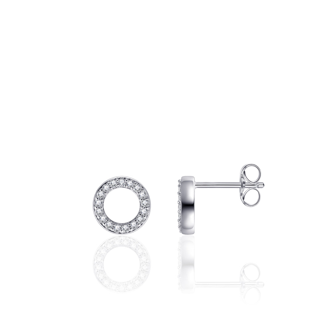Sterling Silver round cz set stud earrings