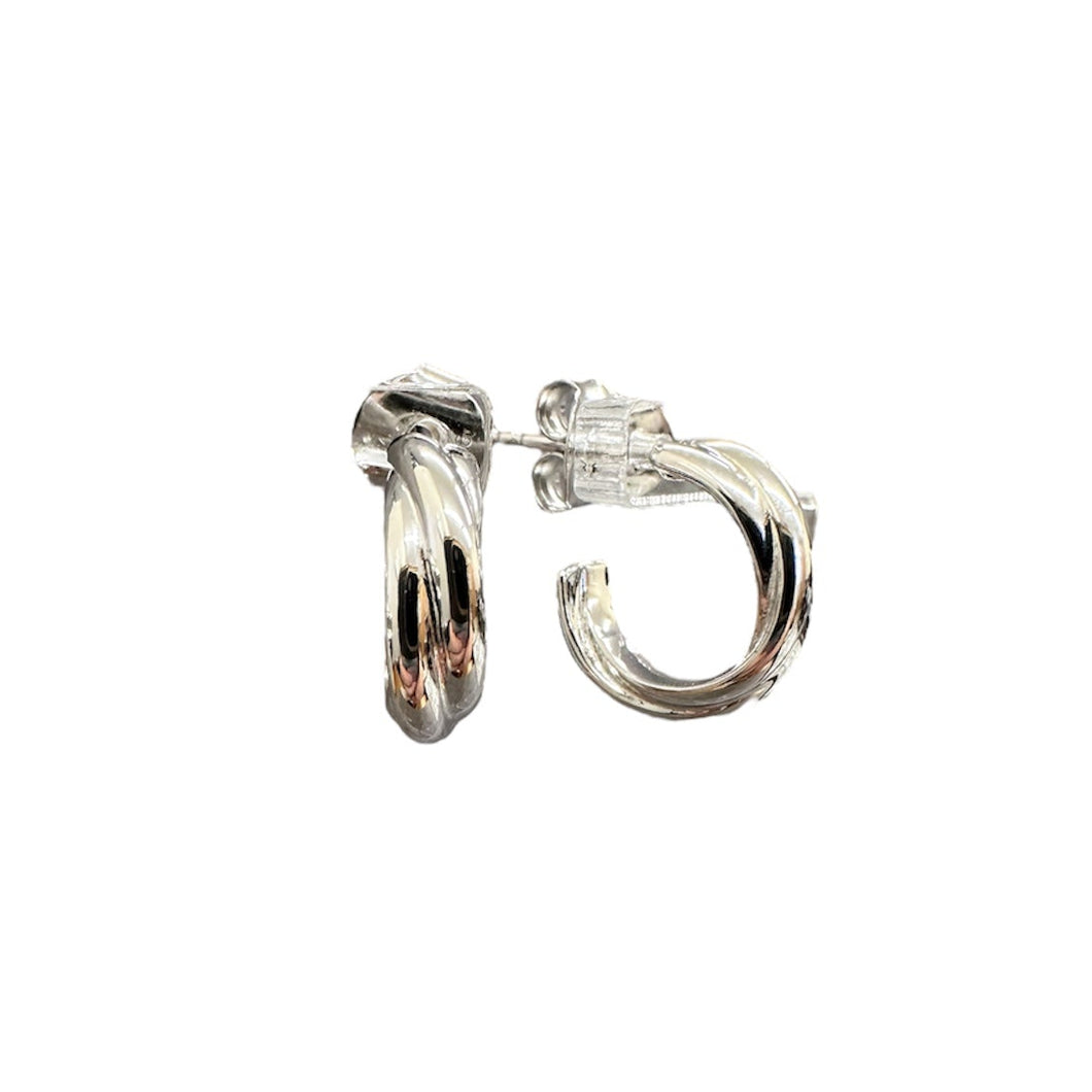 Sterling Silver Twisted Mini Hoops