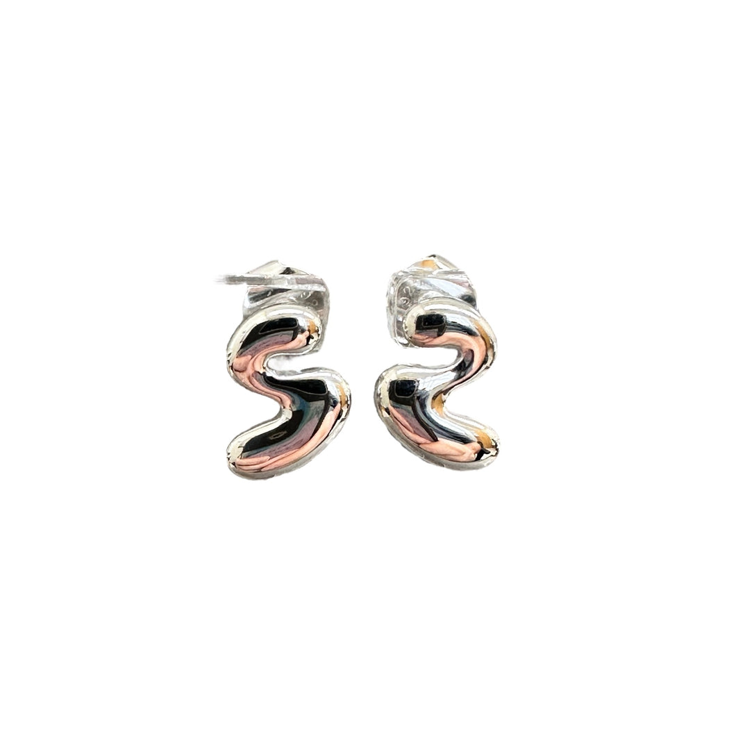 Sterling Silver Wave Stud Earrings