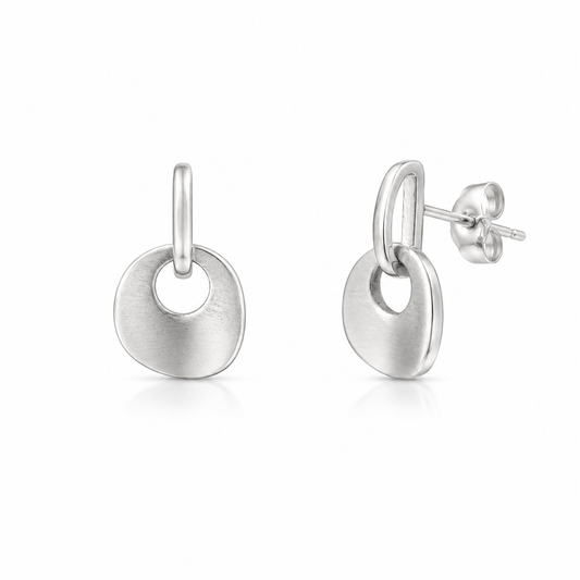 Sterling Silver Open Disc Drop Earrings
